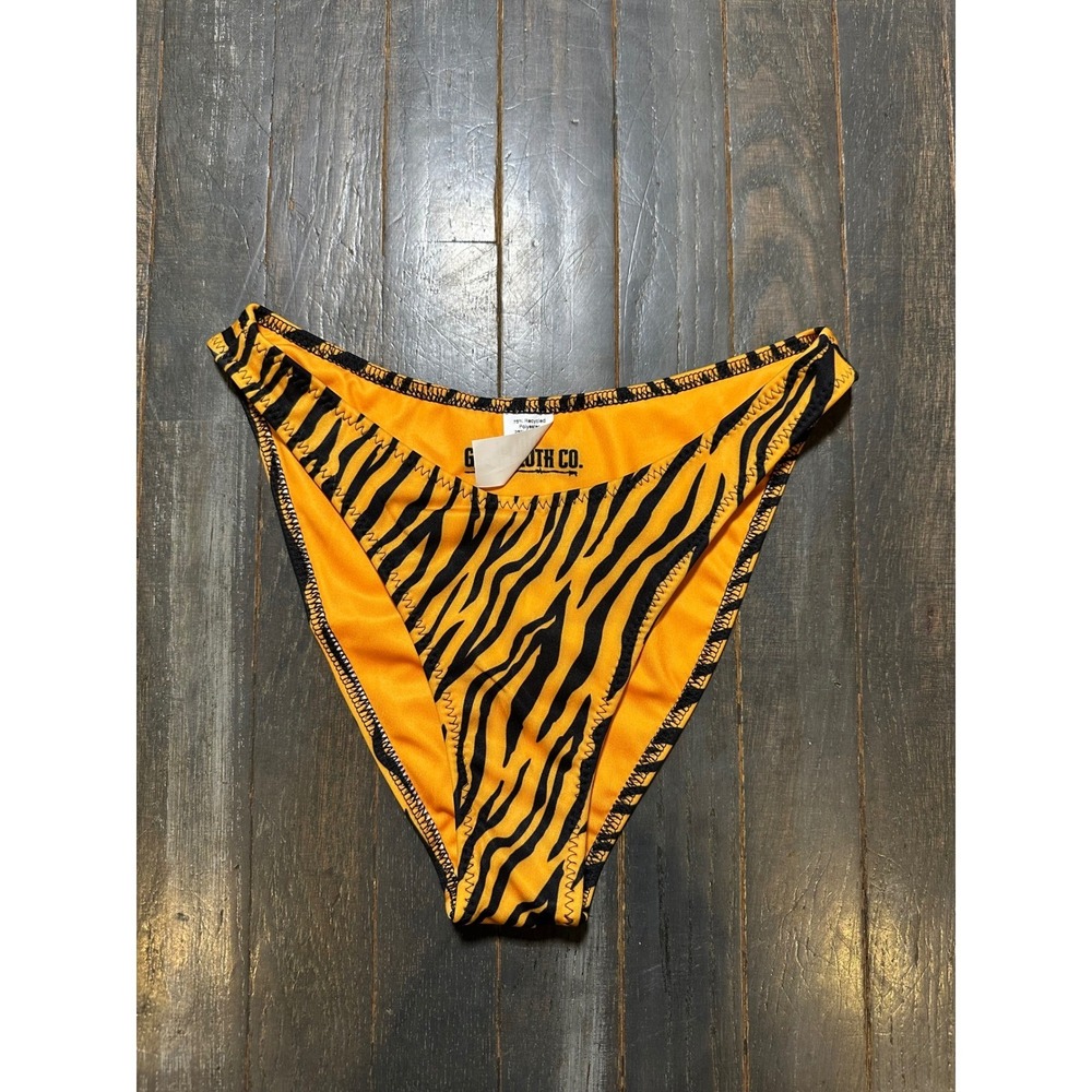 Goth Corp Womens Tiger Print High Cut Bikini Bottoms Orange Black XS